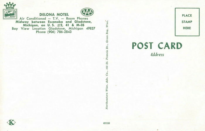 Bay View Motel (Delona Motel) - Old Postcard View (newer photo)